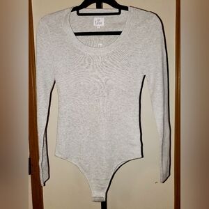 LARNE Wool Knit Bodysuit Long Sleeve One Piece Thong Sexy Scoop Neck Top NWT S